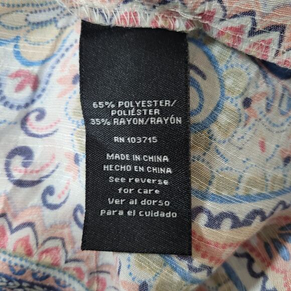 Zac & Rachel Women's Blue Paisley Blouse Top 3/4 Bell Sleeve Off Shoulder Medium - Picture 8 of 9